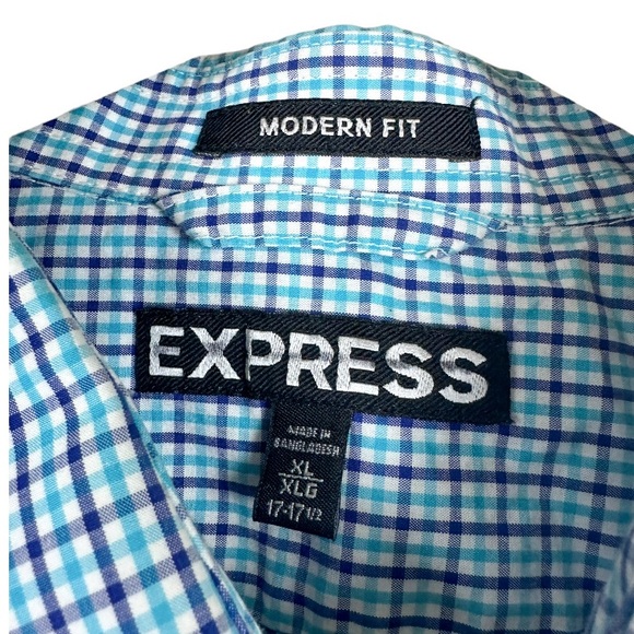 Express Modern Fit Mens Plaid Button Front Shirt Size XL - Picture 8 of 9